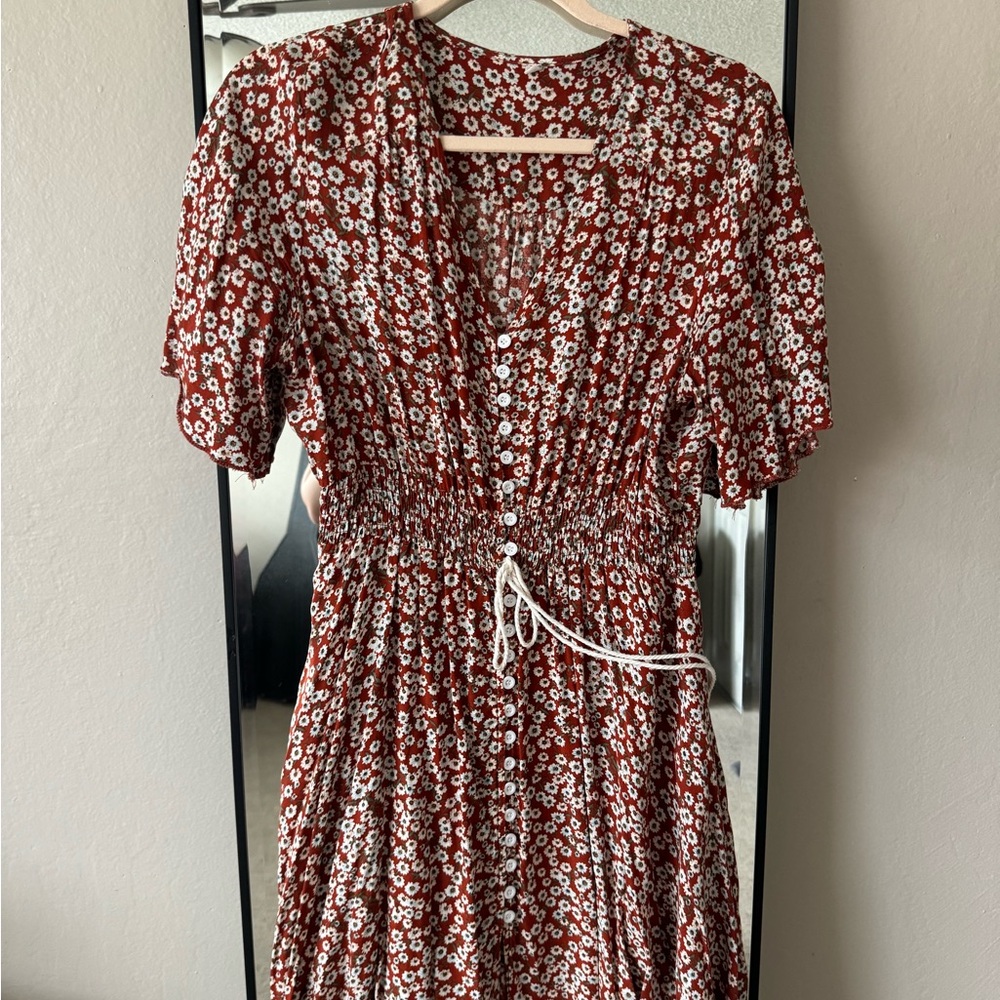 Floral Red Dress